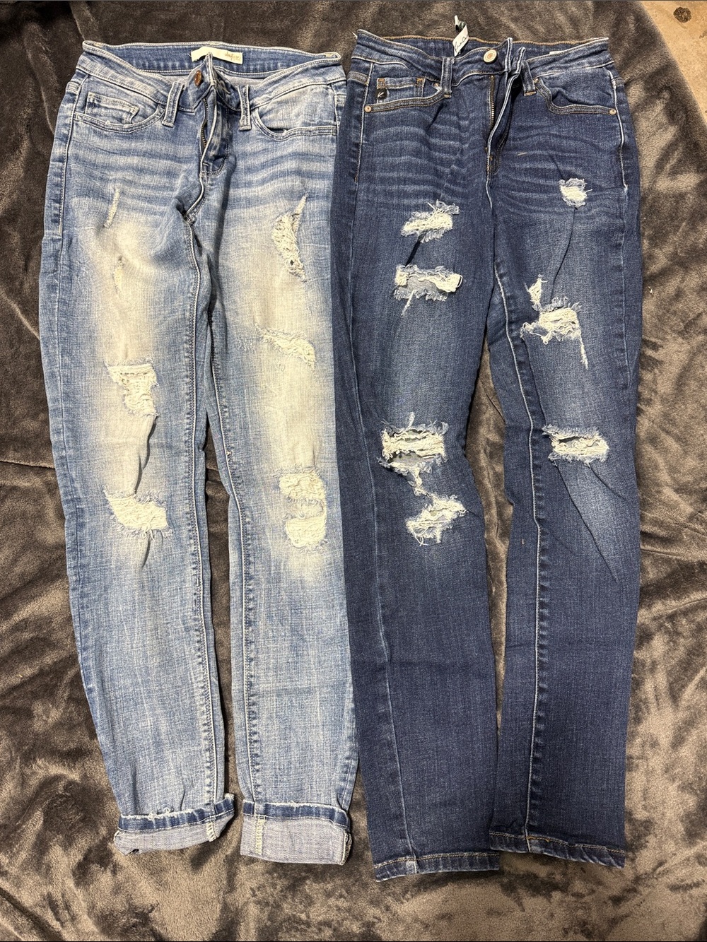 KanCan and Daytrip Distressed Skinny Jeans in Light Blue & Dark Blue Duo